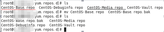 把网络源文件CentOS-Base.repo改名成CentOS-Base.repo.bak